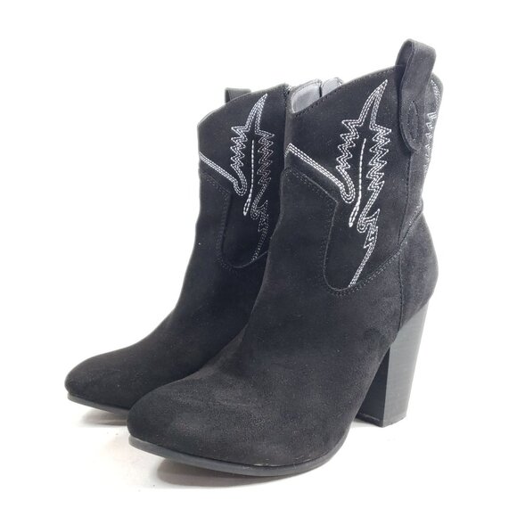 Code West Womens Size 9 Black Faux Suede Western Ankle Boots - Picture 2 of 9
